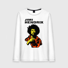Мужской лонгслив хлопок с принтом Jimi Hendrix in a red t-shirt в Екатеринбурге, 100% хлопок |  | jimi hendrix in a red | rock | джими хендрикс | рок