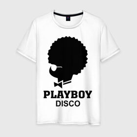 Мужская футболка хлопок с принтом Playboy disco в Екатеринбурге, 100% хлопок | прямой крой, круглый вырез горловины, длина до линии бедер, слегка спущенное плечо. | disco | play boy | playboy | диско | зайчик | плей бой | плейбой
