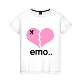 Женская футболка хлопок с принтом Сердце эмо в Екатеринбурге, 100% хлопок | прямой крой, круглый вырез горловины, длина до линии бедер, слегка спущенное плечо | emo | пловинка сердца | розовое сердце | сердце | сердце эмо | субкультуры | эмо