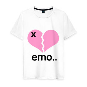 Мужская футболка хлопок с принтом Сердце эмо в Екатеринбурге, 100% хлопок | прямой крой, круглый вырез горловины, длина до линии бедер, слегка спущенное плечо. | emo | пловинка сердца | розовое сердце | сердце | сердце эмо | субкультуры | эмо