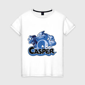 Женская футболка хлопок с принтом Casper в Екатеринбурге, 100% хлопок | прямой крой, круглый вырез горловины, длина до линии бедер, слегка спущенное плечо | casper | каспер | мультик | привидение