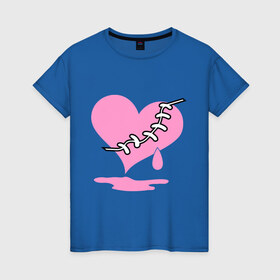 Женская футболка хлопок с принтом Сердце Emo в Екатеринбурге, 100% хлопок | прямой крой, круглый вырез горловины, длина до линии бедер, слегка спущенное плечо | emo | зашитое сердце | розовое сердце | сердце | сердце эмо | субкультуры | эмо