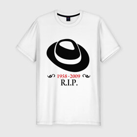Мужская футболка премиум с принтом Michael Jackson в Екатеринбурге, 92% хлопок, 8% лайкра | приталенный силуэт, круглый вырез ворота, длина до линии бедра, короткий рукав | Тематика изображения на принте: 