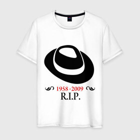 Мужская футболка хлопок с принтом Michael Jackson в Екатеринбурге, 100% хлопок | прямой крой, круглый вырез горловины, длина до линии бедер, слегка спущенное плечо. | Тематика изображения на принте: 
