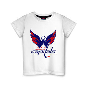 Детская футболка хлопок с принтом Овечкин (Washington Capitals) в Екатеринбурге, 100% хлопок | круглый вырез горловины, полуприлегающий силуэт, длина до линии бедер | национальная хоккейная лига | нхл