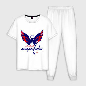 Мужская пижама хлопок с принтом Овечкин (Washington Capitals) в Екатеринбурге, 100% хлопок | брюки и футболка прямого кроя, без карманов, на брюках мягкая резинка на поясе и по низу штанин
 | национальная хоккейная лига | нхл