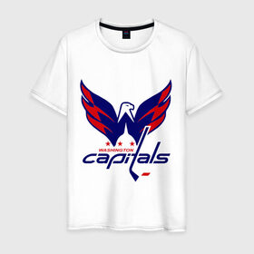 Мужская футболка хлопок с принтом Овечкин (Washington Capitals) в Екатеринбурге, 100% хлопок | прямой крой, круглый вырез горловины, длина до линии бедер, слегка спущенное плечо. | национальная хоккейная лига | нхл