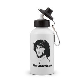 Бутылка спортивная с принтом Jim Morrison в Екатеринбурге, металл | емкость — 500 мл, в комплекте две пластиковые крышки и карабин для крепления | Тематика изображения на принте: morrison | джим морисон | лицо jim morrison | лицо джима морисона | морисон