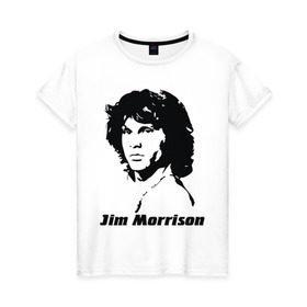 Женская футболка хлопок с принтом Jim Morrison в Екатеринбурге, 100% хлопок | прямой крой, круглый вырез горловины, длина до линии бедер, слегка спущенное плечо | morrison | джим морисон | лицо jim morrison | лицо джима морисона | морисон