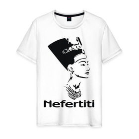 Мужская футболка хлопок с принтом Nefertiti в Екатеринбурге, 100% хлопок | прямой крой, круглый вырез горловины, длина до линии бедер, слегка спущенное плечо. | nefertiti | древний египет | египет | мумия | нефертити | портрет