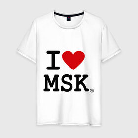 Мужская футболка хлопок с принтом I love MSK (Moscow) в Екатеринбурге, 100% хлопок | прямой крой, круглый вырез горловины, длина до линии бедер, слегка спущенное плечо. | i love | moscow | russia | москва | россия | столица | я люблю москву