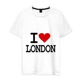 Мужская футболка хлопок с принтом I love London в Екатеринбурге, 100% хлопок | прямой крой, круглый вырез горловины, длина до линии бедер, слегка спущенное плечо. | Тематика изображения на принте: лондон