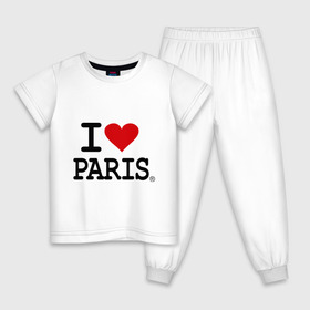 Детская пижама хлопок с принтом I love Paris в Екатеринбурге, 100% хлопок |  брюки и футболка прямого кроя, без карманов, на брюках мягкая резинка на поясе и по низу штанин
 | Тематика изображения на принте: i love | i love paris | европа | париж | франция | французский | я люблю париж