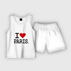 Детская пижама с шортами хлопок с принтом I love Paris в Екатеринбурге,  |  | Тематика изображения на принте: i love | i love paris | европа | париж | франция | французский | я люблю париж