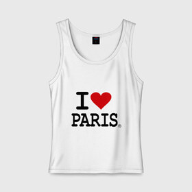 Женская майка хлопок с принтом I love Paris в Екатеринбурге, 95% хлопок, 5% эластан |  | Тематика изображения на принте: i love | i love paris | европа | париж | франция | французский | я люблю париж