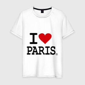Мужская футболка хлопок с принтом I love Paris в Екатеринбурге, 100% хлопок | прямой крой, круглый вырез горловины, длина до линии бедер, слегка спущенное плечо. | i love | i love paris | европа | париж | франция | французский | я люблю париж