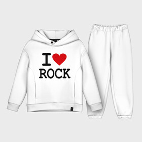 Детский костюм хлопок Oversize с принтом I love Rock в Екатеринбурге,  |  | i love | i love rock | love rock | rock | люблю рок | рок | рок музыка | рокер