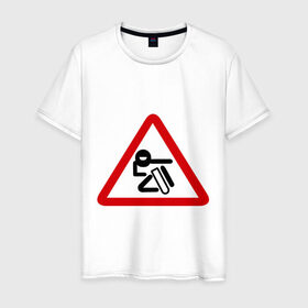 Мужская футболка хлопок с принтом Мото знак в Екатеринбурге, 100% хлопок | прямой крой, круглый вырез горловины, длина до линии бедер, слегка спущенное плечо. | авто | байк | знаки | мотик | мото | мотознак | мотоцикл