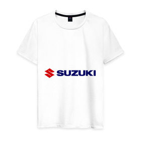 Мужская футболка хлопок с принтом Suzuki (2) в Екатеринбурге, 100% хлопок | прямой крой, круглый вырез горловины, длина до линии бедер, слегка спущенное плечо. | Тематика изображения на принте: suzuki | авто | автомобиль | машины | сузуки | тачки
