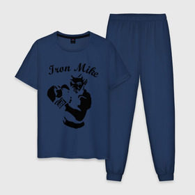 Мужская пижама хлопок с принтом Майк Тайсон в Екатеринбурге, 100% хлопок | брюки и футболка прямого кроя, без карманов, на брюках мягкая резинка на поясе и по низу штанин
 | Тематика изображения на принте: mike tyson | железный майк