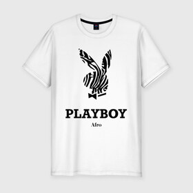 Мужская футболка премиум с принтом Afro PlayBoy в Екатеринбурге, 92% хлопок, 8% лайкра | приталенный силуэт, круглый вырез ворота, длина до линии бедра, короткий рукав | boy | play | playboy | бой | зайчик | заяц | плей | плейбой | плэйбой