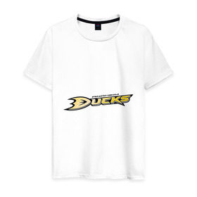 Мужская футболка хлопок с принтом Anaheim Ducks Selanne в Екатеринбурге, 100% хлопок | прямой крой, круглый вырез горловины, длина до линии бедер, слегка спущенное плечо. | anaheim ducks | nxl | калифорния | нацинальная лига | нхл | сша | хокей | хоккей