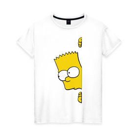 Женская футболка хлопок с принтом Bart Simpson (3) в Екатеринбурге, 100% хлопок | прямой крой, круглый вырез горловины, длина до линии бедер, слегка спущенное плечо | Тематика изображения на принте: гомер