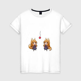 Женская футболка хлопок с принтом Spice&Wolf в Екатеринбурге, 100% хлопок | прямой крой, круглый вырез горловины, длина до линии бедер, слегка спущенное плечо | anime | аниме | анимэ