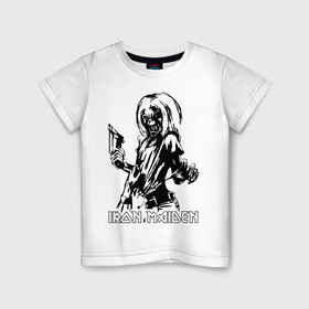 Детская футболка хлопок с принтом Iron Maden с демоном в Екатеринбурге, 100% хлопок | круглый вырез горловины, полуприлегающий силуэт, длина до линии бедер | Тематика изображения на принте: iron maden | rock | демон | панк | рок | эмблема iron maden