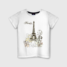 Детская футболка хлопок с принтом Paris (2) в Екатеринбурге, 100% хлопок | круглый вырез горловины, полуприлегающий силуэт, длина до линии бедер | Тематика изображения на принте: башня | париж | парижане | франция | французский | французы | эйфелева