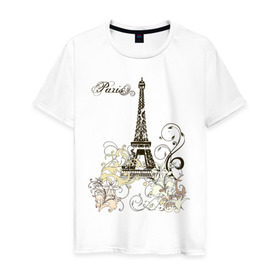 Мужская футболка хлопок с принтом Paris (2) в Екатеринбурге, 100% хлопок | прямой крой, круглый вырез горловины, длина до линии бедер, слегка спущенное плечо. | башня | париж | парижане | франция | французский | французы | эйфелева