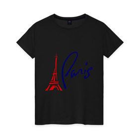 Женская футболка хлопок с принтом Paris (3) в Екатеринбурге, 100% хлопок | прямой крой, круглый вырез горловины, длина до линии бедер, слегка спущенное плечо | france | paris | европа | париж | франция | французский | эйфелева башня