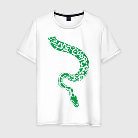 Мужская футболка хлопок с принтом Alice Cooper змея в Екатеринбурге, 100% хлопок | прямой крой, круглый вырез горловины, длина до линии бедер, слегка спущенное плечо. | alice cooper | rock | змейка | змея | музыка | панк | рок | элис купер | элис купер змея