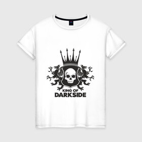 Женская футболка хлопок с принтом King of Dark Side в Екатеринбурге, 100% хлопок | прямой крой, круглый вырез горловины, длина до линии бедер, слегка спущенное плечо | king of dark side | король темной стороны | череп