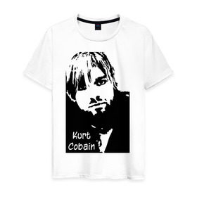 Мужская футболка хлопок с принтом Курт Кобейн в Екатеринбурге, 100% хлопок | прямой крой, круглый вырез горловины, длина до линии бедер, слегка спущенное плечо. | kurt cobain | nirvana | курт кобейн | нирвана