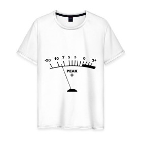Мужская футболка хлопок с принтом Peak в Екатеринбурге, 100% хлопок | прямой крой, круглый вырез горловины, длина до линии бедер, слегка спущенное плечо. | peak | басы | громкость | звуки | пик | прибор