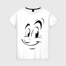 Женская футболка хлопок с принтом Веселая мордочка в Екатеринбурге, 100% хлопок | прямой крой, круглый вырез горловины, длина до линии бедер, слегка спущенное плечо | лицо | мордочка | улыбка | улыбочка