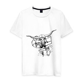 Мужская футболка хлопок с принтом Chicago bulls в Екатеринбурге, 100% хлопок | прямой крой, круглый вырез горловины, длина до линии бедер, слегка спущенное плечо. | американский футбол | регби