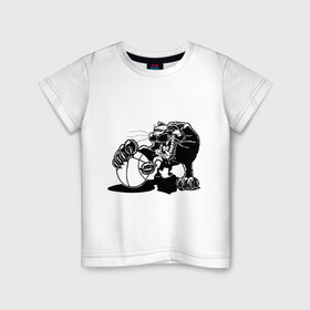 Детская футболка хлопок с принтом Пантера с мячем в Екатеринбурге, 100% хлопок | круглый вырез горловины, полуприлегающий силуэт, длина до линии бедер | basketball | баскетбольный мяч | пантера