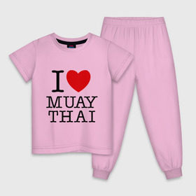 Детская пижама хлопок с принтом I love Muay Thai в Екатеринбурге, 100% хлопок |  брюки и футболка прямого кроя, без карманов, на брюках мягкая резинка на поясе и по низу штанин
 | муай тай