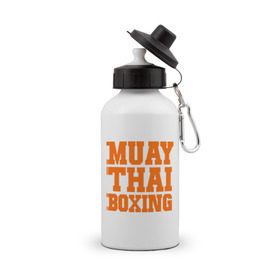 Бутылка спортивная с принтом Muay Thai Boxing в Екатеринбурге, металл | емкость — 500 мл, в комплекте две пластиковые крышки и карабин для крепления | емельяненко | муай тай