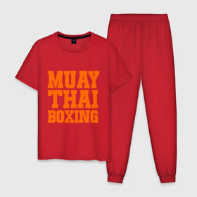 Мужская пижама хлопок с принтом Muay Thai Boxing в Екатеринбурге, 100% хлопок | брюки и футболка прямого кроя, без карманов, на брюках мягкая резинка на поясе и по низу штанин
 | емельяненко | муай тай