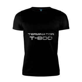 Мужская футболка премиум с принтом Терминатор Т-800 в Екатеринбурге, 92% хлопок, 8% лайкра | приталенный силуэт, круглый вырез ворота, длина до линии бедра, короткий рукав | terminator | терминатор