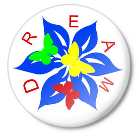 Значок с принтом Мечта в Екатеринбурге,  металл | круглая форма, металлическая застежка в виде булавки | dream | бабочки | мечтать | цветок | цветочек | цветы