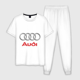 Мужская пижама хлопок с принтом Audi (2) в Екатеринбурге, 100% хлопок | брюки и футболка прямого кроя, без карманов, на брюках мягкая резинка на поясе и по низу штанин
 | авто | ауди | машины