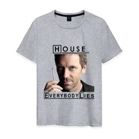 Мужская футболка хлопок с принтом House idea в Екатеринбурге, 100% хлопок | прямой крой, круглый вырез горловины, длина до линии бедер, слегка спущенное плечо. | everybody lies | haus | house | все лгут | доктор | хауз | хаус | хью лори