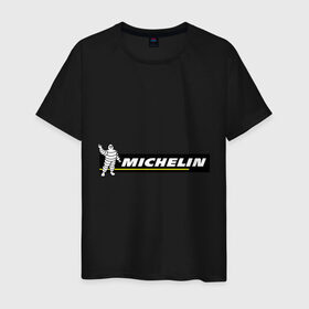 Мужская футболка хлопок с принтом Michelin в Екатеринбурге, 100% хлопок | прямой крой, круглый вырез горловины, длина до линии бедер, слегка спущенное плечо. | michelin | авто | авто2012 | автомобили | машины | мишлен | тачки | тюнинг | шины мишлен