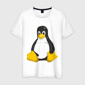 Мужская футболка хлопок с принтом Linux (7) в Екатеринбурге, 100% хлопок | прямой крой, круглый вырез горловины, длина до линии бедер, слегка спущенное плечо. | пингвин