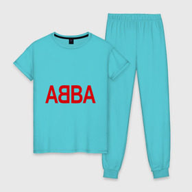 Женская пижама хлопок с принтом ABBA в Екатеринбурге, 100% хлопок | брюки и футболка прямого кроя, без карманов, на брюках мягкая резинка на поясе и по низу штанин | 70е | 80е | abba | абба | группа | квартет | музыка | музыкальные группы | поп музыка