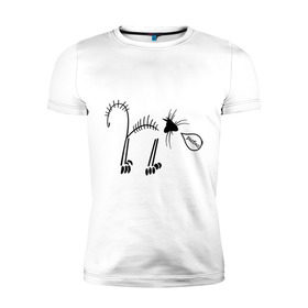 Мужская футболка премиум с принтом Кот рыбак в Екатеринбурге, 92% хлопок, 8% лайкра | приталенный силуэт, круглый вырез ворота, длина до линии бедра, короткий рукав | кот рыбаккот | котик | котэ | кошак | рыба | рыбак | рыбка
